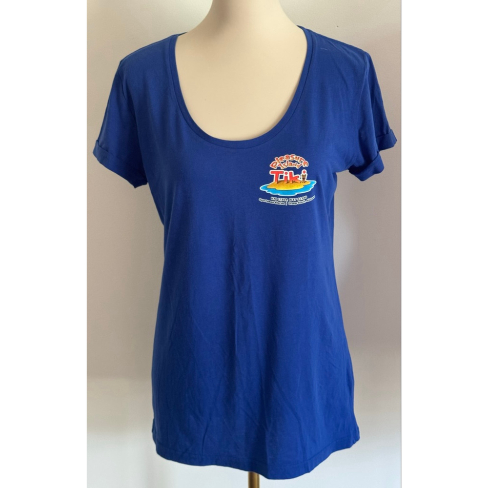Womens District Threads TShirt Blue Tiki Bar Graphic Size Xl